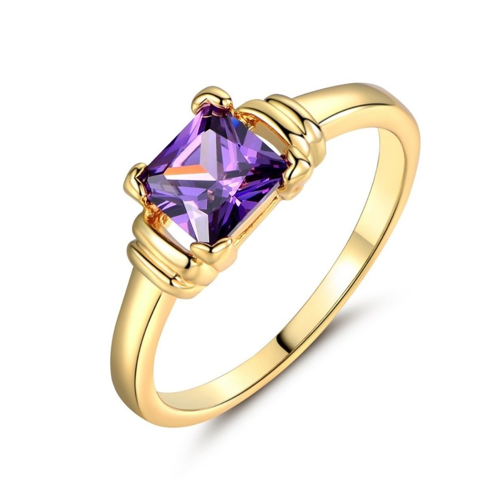 18 k Yellow Gold Filled Purple Amethyst#5 - Picture 2 of 3
